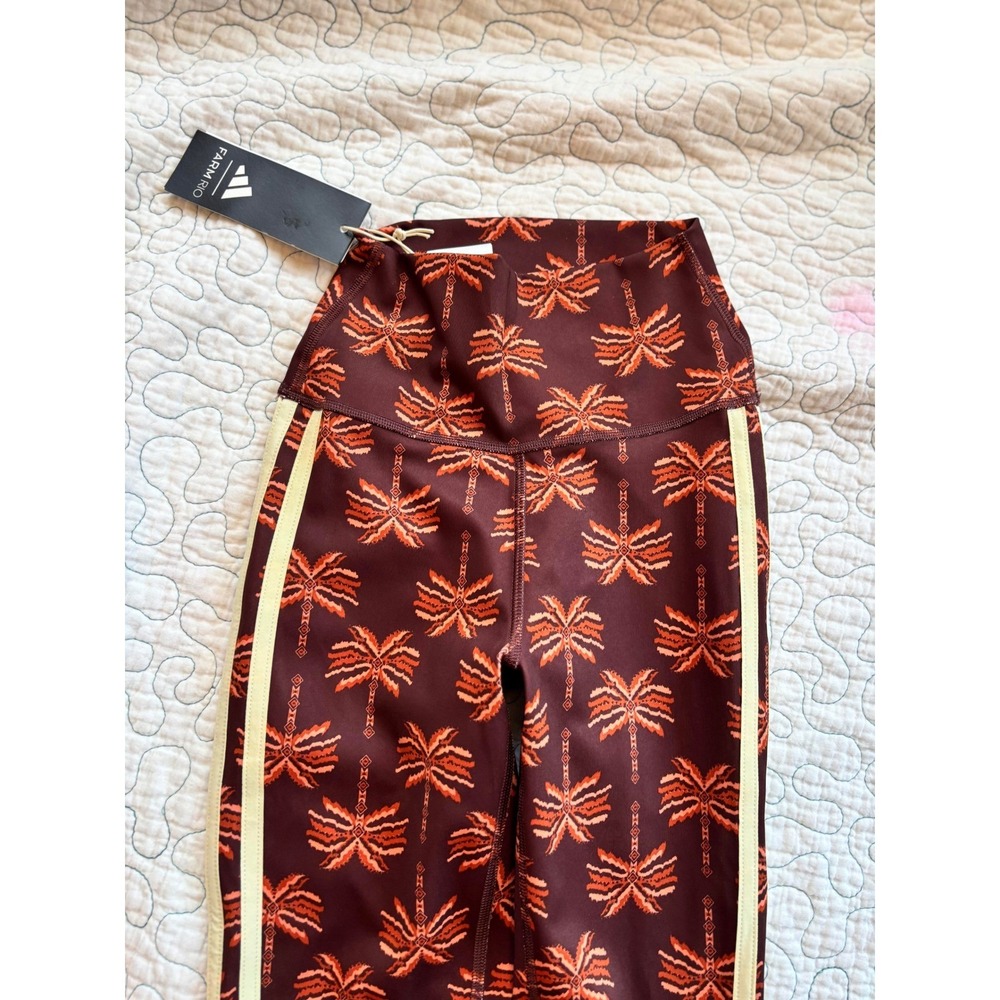 Adidas x Farm Rio Womens Palm Print Training Leggings Brown Red Size XXS - Picture 4 of 6